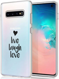 Design voor de Samsung Galaxy S10 hoesje - Live Laugh Love - Zwart