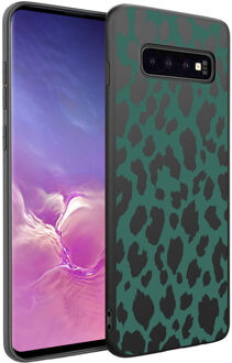 Design voor de Samsung Galaxy S10 hoesje - Luipaard - Groen / Zwart