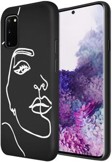 Design voor de Samsung Galaxy S20 hoesje - Abstract Gezicht - Wit / Zwart