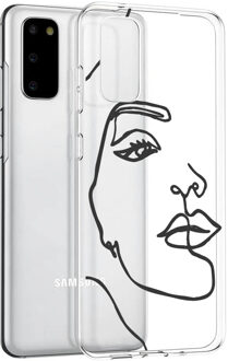 Design voor de Samsung Galaxy S20 hoesje - Abstract Gezicht - Zwart
