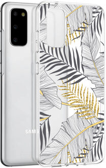 Design voor de Samsung Galaxy S20 hoesje - Bladeren - Zwart / Goud