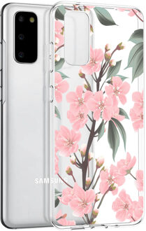 Design voor de Samsung Galaxy S20 hoesje - Bloem - Roze / Groen