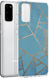 Design voor de Samsung Galaxy S20 hoesje - Grafisch Koper - Blauw / Goud