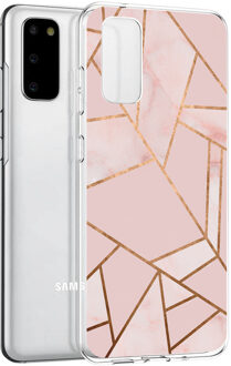 Design voor de Samsung Galaxy S20 hoesje - Grafisch Koper - Roze / Goud