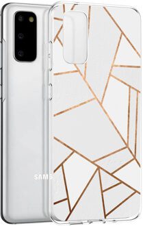 Design voor de Samsung Galaxy S20 hoesje - Grafisch Koper - Wit / Goud