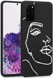 Design voor de Samsung Galaxy S20 Plus hoesje - Abstract Gezicht - Wit / Zwart
