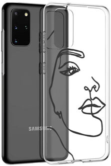 Design voor de Samsung Galaxy S20 Plus hoesje - Abstract Gezicht - Zwart