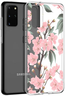 Design voor de Samsung Galaxy S20 Plus hoesje - Bloem - Roze / Groen