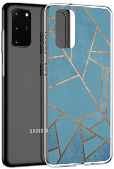 Design voor de Samsung Galaxy S20 Plus hoesje - Grafisch Koper - Blauw / Goud