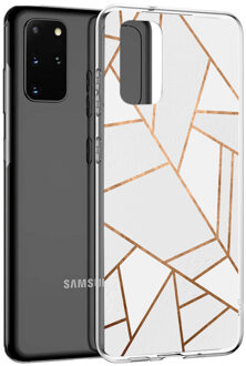 Design voor de Samsung Galaxy S20 Plus hoesje - Grafisch Koper - Wit / Goud