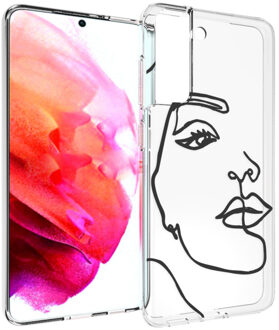 Design voor de Samsung Galaxy S21 FE hoesje - Abstract Gezicht - Zwart