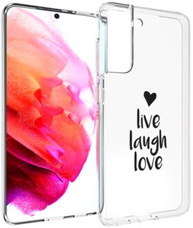 Design voor de Samsung Galaxy S21 FE hoesje - Live Laugh Love - Zwart