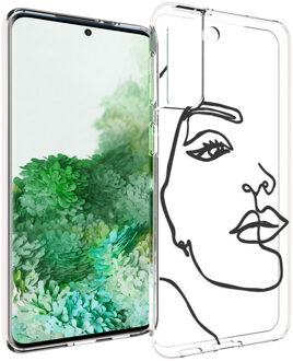 Design voor de Samsung Galaxy S21 Plus hoesje - Abstract Gezicht - Zwart