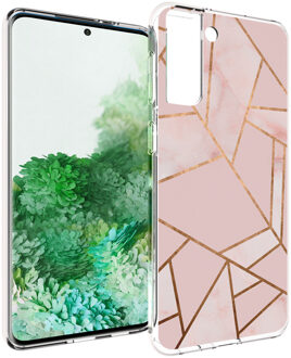 Design voor de Samsung Galaxy S21 Plus hoesje - Grafisch Koper - Roze / Goud