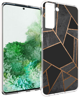 Design voor de Samsung Galaxy S21 Plus hoesje - Grafisch Koper - Zwart / Goud