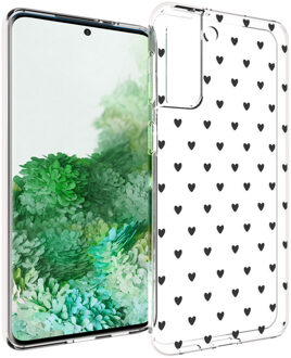 Design voor de Samsung Galaxy S21 Plus hoesje - Hartjes - Zwart