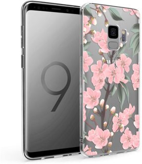 Design voor de Samsung Galaxy S9 hoesje - Bloem - Roze / Groen