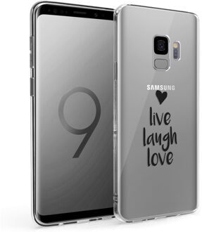 Design voor de Samsung Galaxy S9 hoesje - Live Laugh Love - Zwart