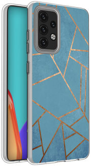 Design voor Samsung Galaxy A52 (5G) / A52 (4G) hoesje - Grafisch Koper - Blauw / Goud