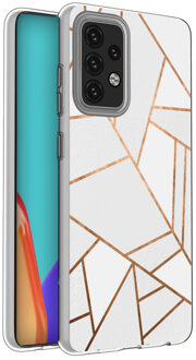 Design voor Samsung Galaxy A52 (5G) / A52 (4G) hoesje - Grafisch Koper - Wit / Goud