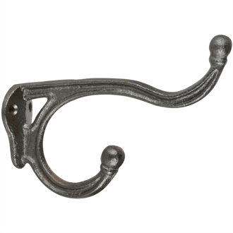 Design Wandhaken/kapstokhaken industrieel - zwart - 11 x 17 cm - gietijzer - Kapstok haken