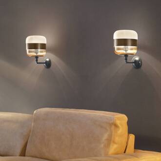 Design-wandlamp Futura van glas, brons zwart mat, topas, amber, brons