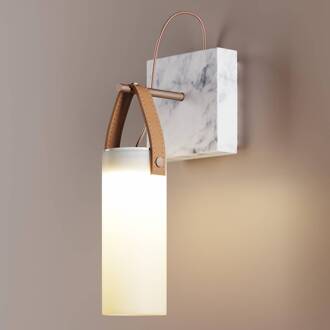 Design wandlamp Galerie met LED gemarmerd, mat koper, bruin, wit
