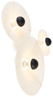 Design wandlamp wit met stof 3-lichts - Jane