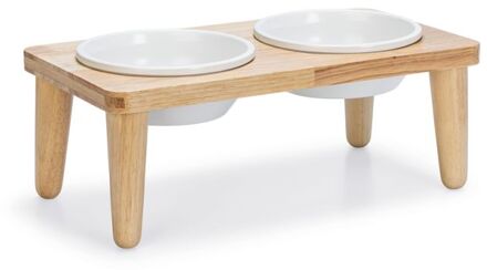 Designd by Lotte - Voer- en drinkbak - 40x21x15 cm - Naturel