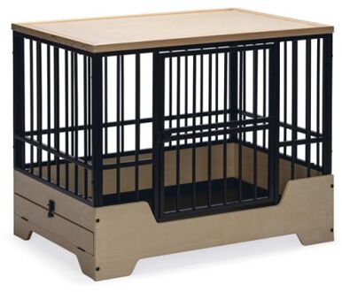 Designed by Lotte Quirine - Hondenbench meubel - Zwart - 92x62x76 cm - Groot