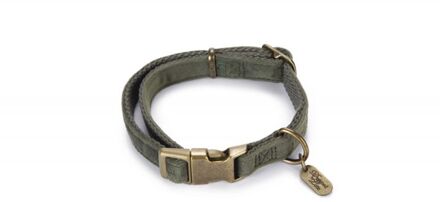 Designed by Lotte Velura - Halsband Hond - Groen - Stof - Medium - 26-40 CM X 15 MM