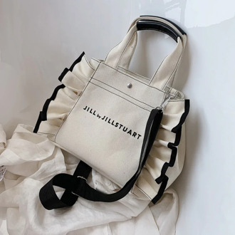 Designer canvas ladies handbags large capacity ruffle design ladies one-shoulder messenger casual big handbags casual travel bag