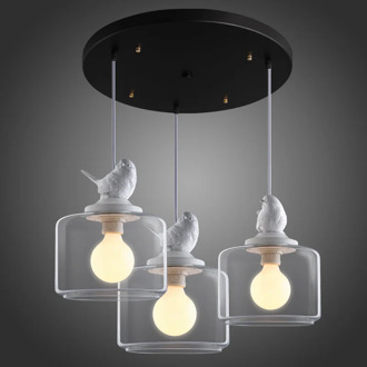 Designer's Restaurant Bar Hanging Light Fixture Creative Children's Room Balcony Glass Bird Chandelier Lustre Pendant Lamp E27