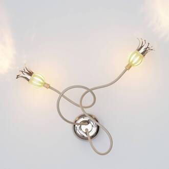 Designer wandlamp Poppy met bijzondere bloemen beige, keramiek