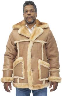 Designer winterjas van schapenvacht voor heren, Zaragoza Beige - 5XL