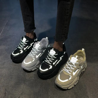 Designer Women Fashion Vulcanized Shoes Reflective Sneakers Woman Platform Chunky Sneakers Ladies Trainers Female Dad Shoes