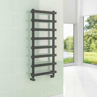 Designradiator BWS Tubi Handdoekrek 115x50 cm Zij-Onderaansluiting Mat Antraciet