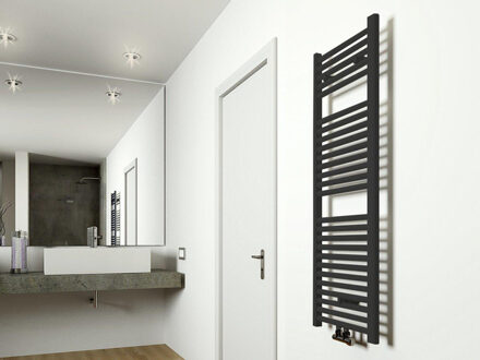 Designradiator Elara 118.5x45cm 538W Mat Zwart Middenonderaansluiting