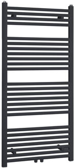 Designradiator Rall 9011 120x60cm 729 Watt Mat Zwart Middenonderaansluiting