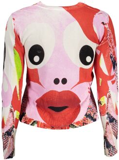 Desigual Abstract Gezicht Gebreide Pullover Trui Roze