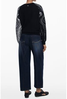 Desigual Bedrukt Mouwen Trui Zwart - XL