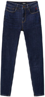 Desigual Blauwe Effen Rits Jeans Desigual , Blue , Dames - XS