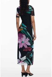 Desigual Bloemendruk Slim Jurk Zwart