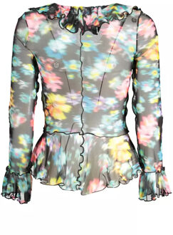 Desigual Bloemenmesh Top De19501 Zwart - L