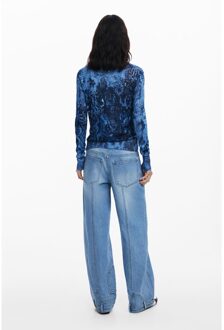 Desigual Bloemenprint Lange Mouwen Cardigan Blauw
