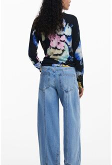 Desigual Bloemenprint Lange Mouwen Trui Zwart - XS