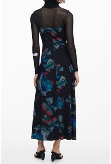 Desigual Bloemenprint Midi-jurk Zwart - S