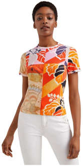 Desigual Bloemenprint T-shirt met korte mouwen Desigual , Multicolor , Dames - XS