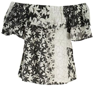 Desigual Bloemige Offtheshoulder Top De29219 Zwart - M