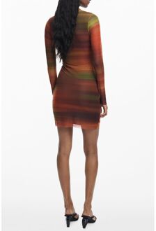 Desigual Bodycon Lange Mouwen Jurk Bruin